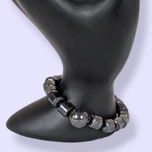 Cylindrical Magnetic Hematite Beaded Bracelet